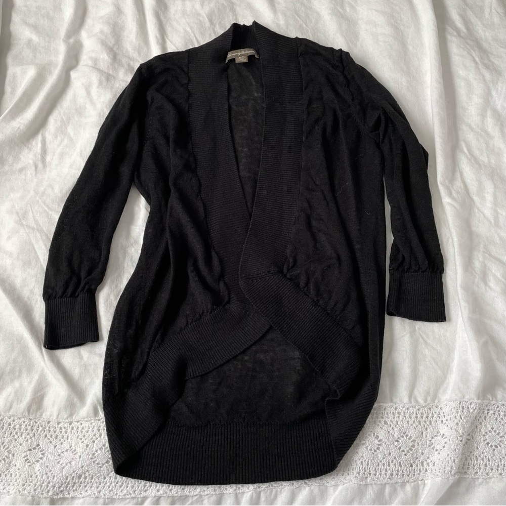 Tommy Bahama Cardigan Small Womens Black Linen